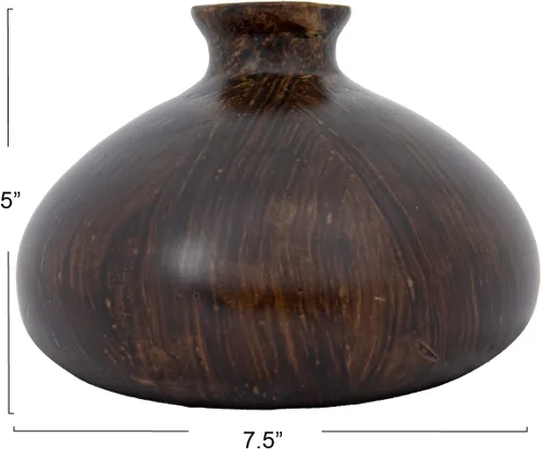 Vista 7 de Jarrón decorativo de madera de paulownia, acabado espresso