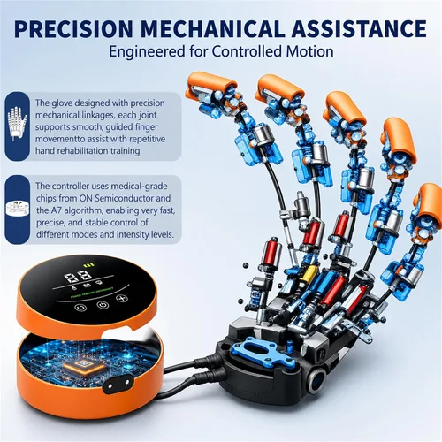 Vista 5 de Rehabilitation Robot Gloves for Stroke Recovery, Auto Finger Exerciser for Assisted Hand Training and Hand Function Rehabilitation