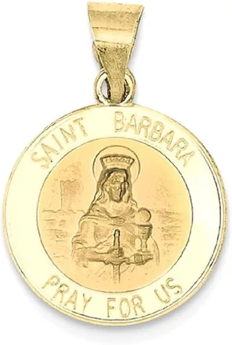 Vista 9 de IceCarats Colgante de oro amarillo de 14 quilates con medalla de Santa Bárbara