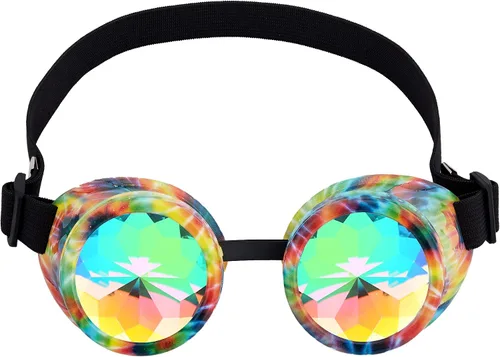 Vista 70 de Gafas de caleidoscopio retro con pinchos, gafas de cristal arcoíris steampunk estilo soldadura, gafas de cosplay punk