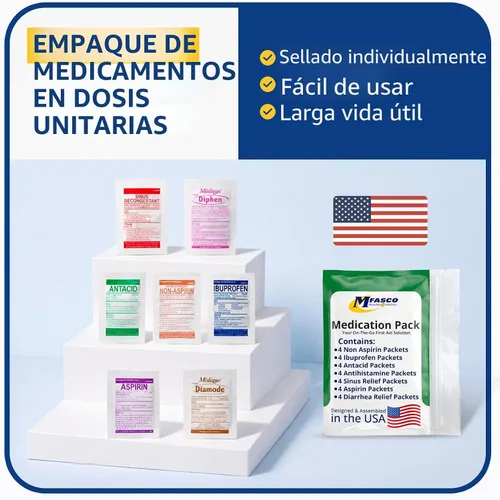 Vista 3 de Kit de primeros auxilios Suministros de recambio Paquete de medicamentos para rellenar kits pequeños o viajar