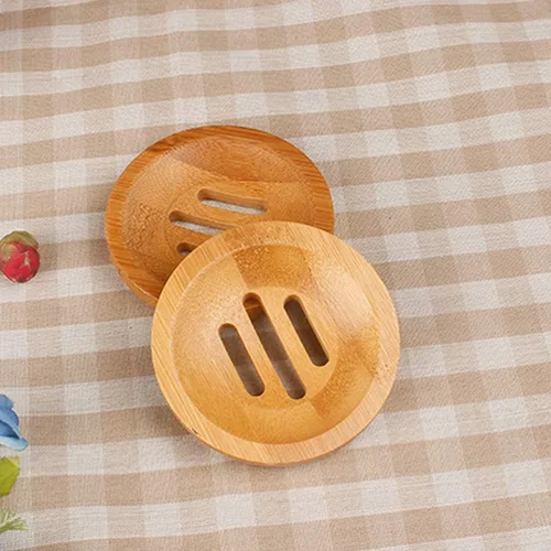 Vista 7 de 2 bandejas de bambú para jabón, soporte redondo de bambú para ducha, soporte de madera para ducha, contenedor de almacenamiento para baño, inodoro