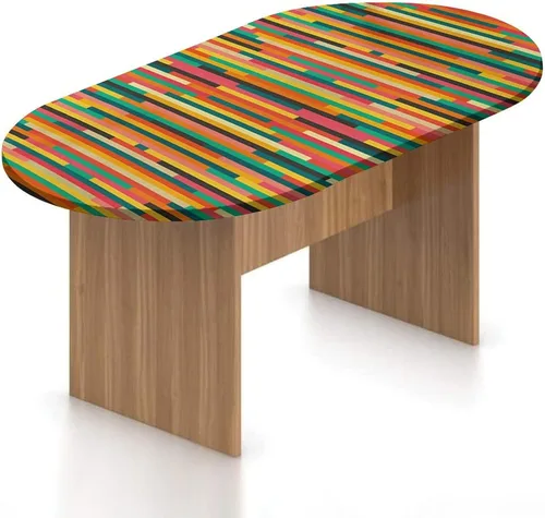 Vista 21 de Mantel ovalado ajustable de poliéster elástico para invierno, diseño de bosque abstracto monocromático, hojas y bosques, se adapta a mesas ovaladas