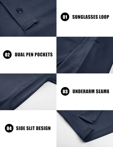 Vista 6 de MAGNIVIT Camisas Polo para Hombre de Manga Larga, de Secado Rápido, Rendimiento Militar, Táctico, para Combate del Ejército