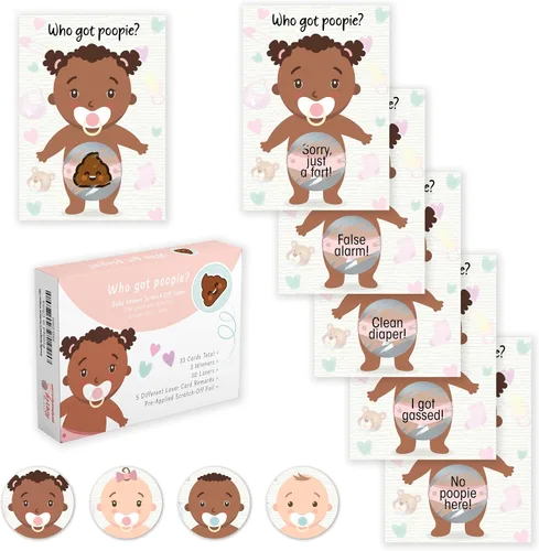 Vista 10 de Party Hearty Deliciosa diversión para baby shower – 50 divertidos arañazos de Poopie – Ideal para todos los géneros 50 tarjetas, divertida