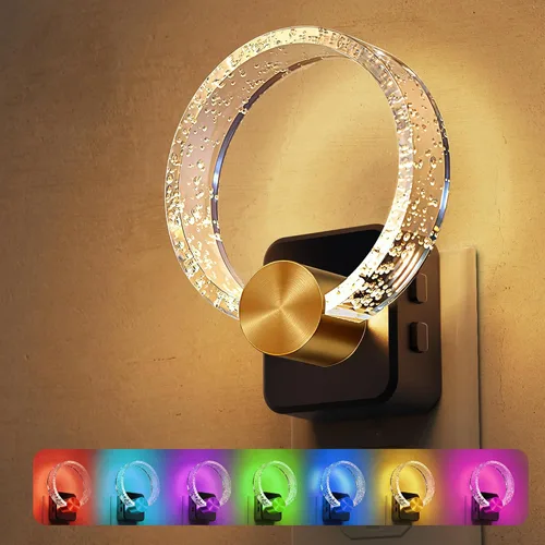 Vista 12 de L LOHAS LED - Luces nocturnas enchufables en la pared, temperatura de color ajustable 3000K/4000K/5000K, luz nocturna de burbujas con sensor