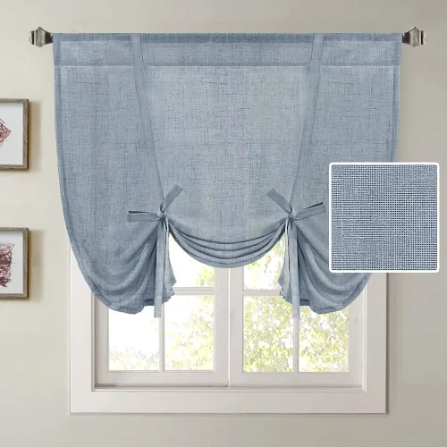 Vista 20 de H.VERSAILTEX Cortinas de lino con lazos de 63 pulgadas de largo, cortina de privacidad texturizada de lino natural, múltiples formas de colgar