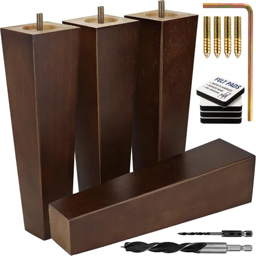 Vista 16 de Airy Abode Patas cuadradas premium de muebles en negro (kit de instalación completa) - Elige tu