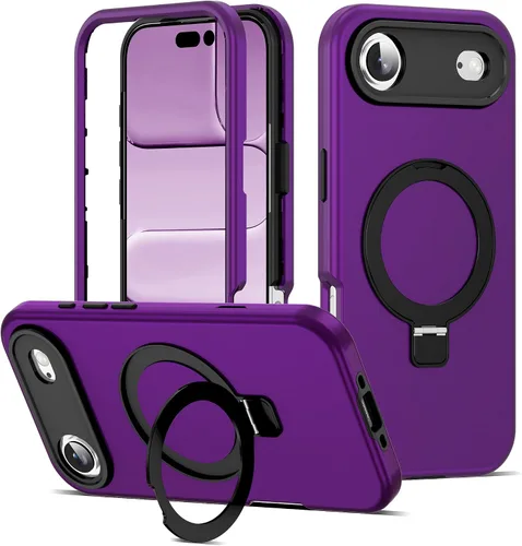 Vista 10 de Funda compatible con iPhone 13 y 14 de 6.1 pulgadas con soporte de anillo magnético [protección militar contra caídas] [compatible con Mag-Safe]