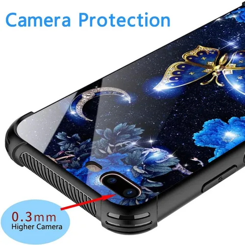 Vista 2 de Funda compatible con iPhone 8, funda para niñas y mujeres, cielo azul, flor, luna y mariposa