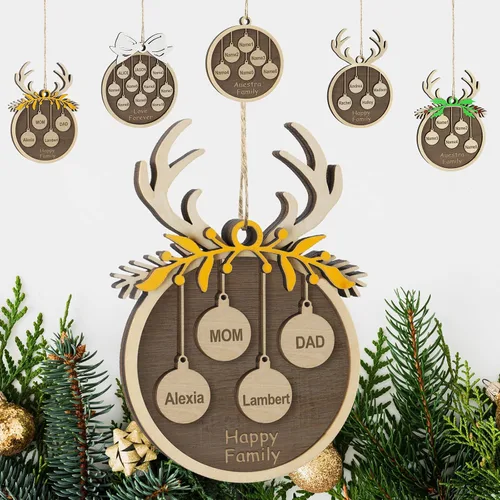 Vista 30 de Adornos de Navidad personalizados familiares de 1, 2, 3, 4, 5, 6, 7, 8, 9, 10, adornos de madera personalizados, decoraciones de Navidad, regalos