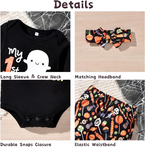 Vista 4 de Aalizzwell Traje de Halloween para bebés niños y niñas, ropa neutra de género
