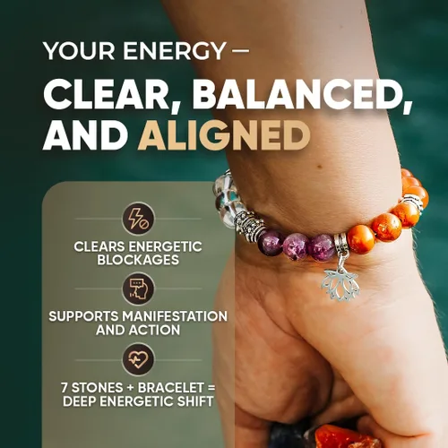 Vista 2 de Conscious Items Pulseras espirituales para mujeres y hombres, pulsera de cristal curativo con piedras naturales para meditación, alineación