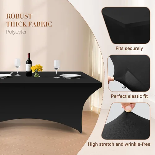 Vista 4 de Paquete de 6 manteles de elastano, manteles de elastano elásticos de 6 pies para mesas de 6 pies, mantel elástico rectangular universal ajustable
