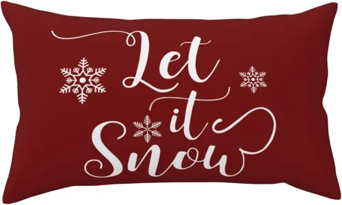 Vista 11 de Funda de almohada de invierno con diseño de copo de nieve de Navidad, fundas de almohada lumbares de alce, fundas de cojín rectangulares decorativas