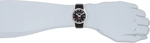 Vista 2 de Mondaine Reloj retro para hombre, color negro, Negro -, Movimiento de cuarzo