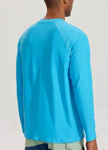 Vista 2 de Willit Camiseta de natación para hombre, manga larga, protección solar UPF 50+, ajuste holgado, secado rápido