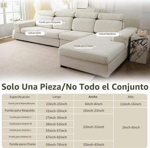 Vista 3 de Fundas de cojín para sofá seccional, fundas elásticas para sofá modular en forma de L, funda de cojín lavable, fundas de asiento suaves