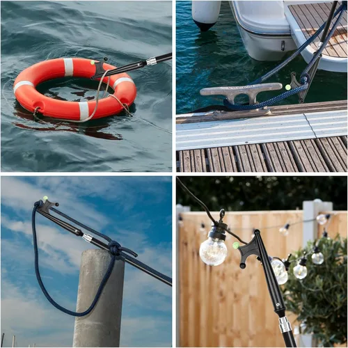 Vista 6 de SANLIKE Telescopic Fiberglass Boat Hook with Non-Slip Hand Grips for Docking