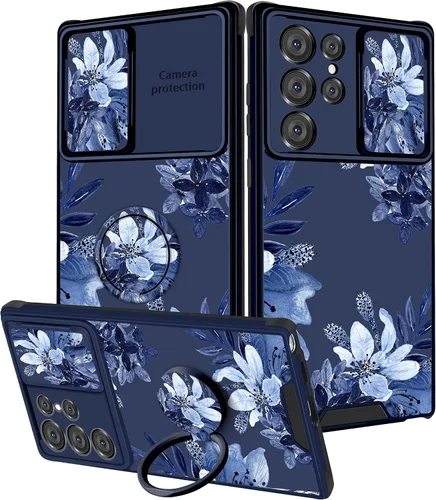 Vista 8 de Funda 2 en 1 para Samsung Galaxy S23 Ultra Flamingo para mujeres y niñas, diseño femenino de flamencos con cubierta deslizante para cámara y soporte
