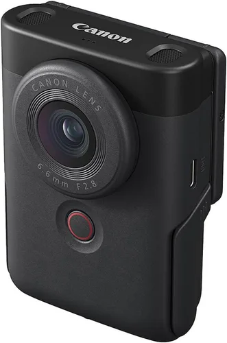 Vista 4 de Canon PowerShot V10 Vlog - Cámara compacta de vlogging 4K con soporte integrado, micrófonos estéreo y pantalla abatible (negro) (5947C002) +