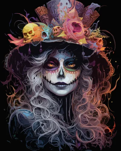Vista 29 de Pintura por números retrato de niña con sombrero de mago Tucocoo, pintura DIY en lienzo con pinceles, pinturas acrílicas, calabaza de Halloween