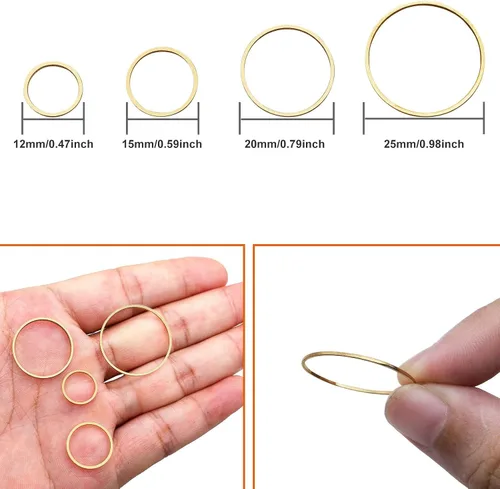 Vista 3 de 70 Uds., aretes de aro con cuentas, aretes redondos redondos, bisel abierto, marco colgante para fabricación de joyas