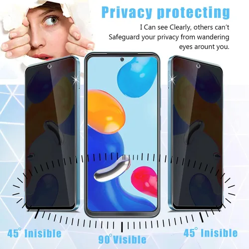 Vista 3 de [Paquete de 2+2] MOOISVS para Xiaomi Redmi Note 11 4G/Redmi Note 11S 4G Protector de pantalla de vidrio templado de privacidad (2 paquetes) +