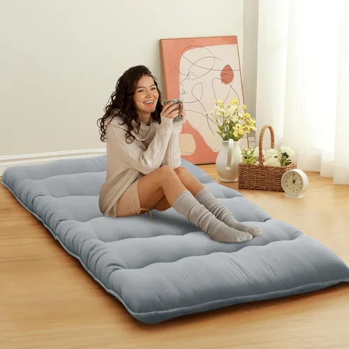 Vista 9 de ROYGROW Colchón de futón japonés para niños, colchón de futón japonés tamaño individual, tapete para dormir, tapete de tatami, almohadilla