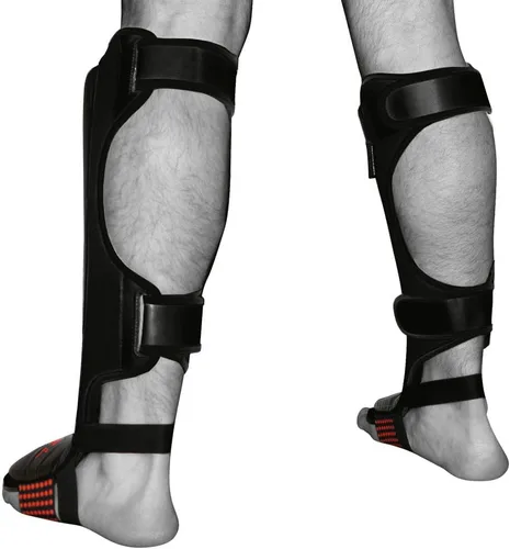 Vista 2 de Meister Edge Leather Shin & Instep Guards w/Gel Padding (Pair) Ergonomically Designed and Gel-Enhanced, contoured high-density impact protection
