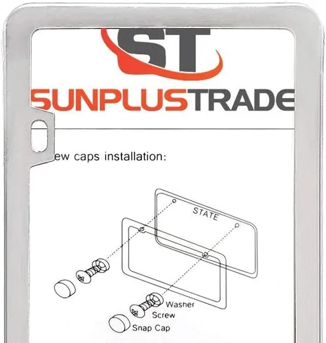 Vista 8 de SunplusTrade - 2 marcos de acero inoxidable pulido para placa + tapones cromados para los tornillos (plateado)