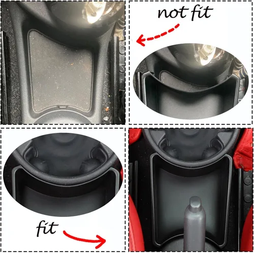Vista 5 de HAPPYHORSE Caja de Almacenamiento para Consola de Coche Bandeja Organizadora Compatible con Fiat 500 2007-2015 Portavasos de Control Central Caja