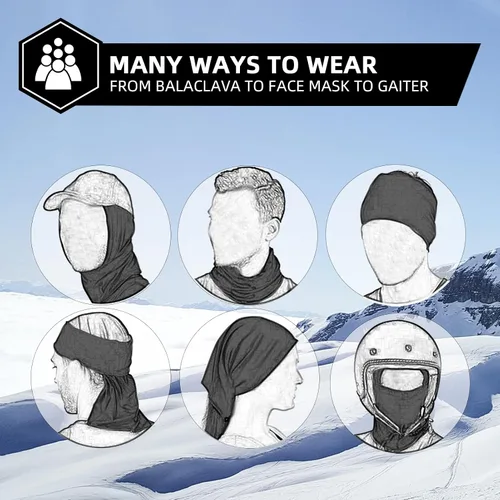 Vista 5 de ROCKBROS Pasamontañas para clima frío para hombre, resistente al viento, térmica, bufanda de invierno para mujer, con capucha para ciclismo