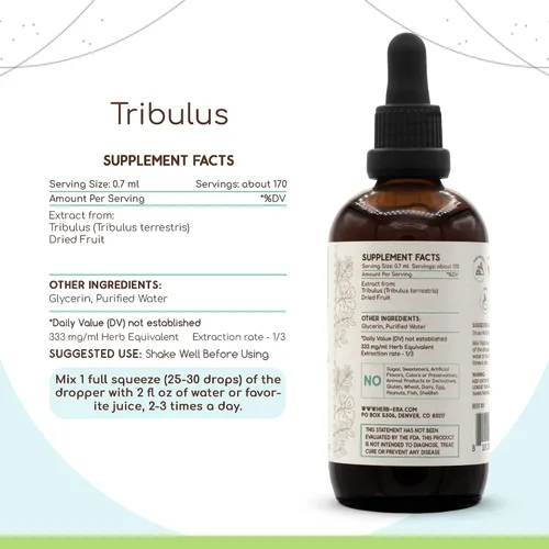 Vista 3 de HerbEra Tribulus B120 - Tintura de extracto de hierbas sin alcohol, gotas líquidas concentradas de frutas secas Tribulus (Tribulus Terrestris)