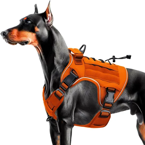 Vista 36 de Arnés táctico para perros grandes, chaleco reflectante ajustable sin tirones con sistema Molle, control de grado militar K9 para entrenamiento