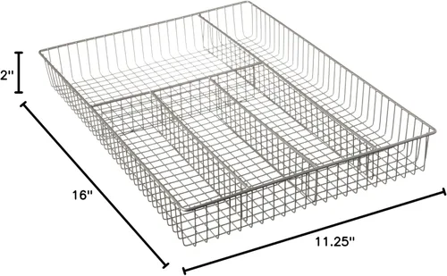 Vista 6 de Spectrum Organizador Grande de Cajón de Cubiertos de Alambre en Níquel Satinado Organizador de Utensilios de 5 Compartimentos para Organizar Cajón