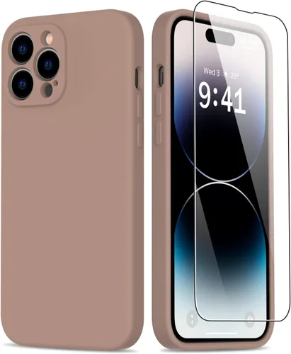 Vista 10 de Goodon Funda para iPhone 14 Pro Max con protector de pantalla y protección de lente de cámara, goma de gel de silicona suave a prueba de golpes