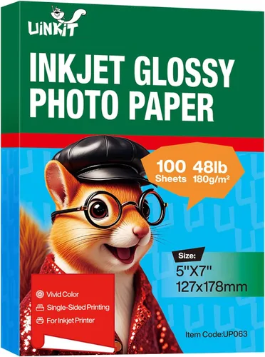 Vista 10 de Uinkit 48lb Glossy Inkjet Photo Paper, 8.5x11, 40 Sheets, 180gsm