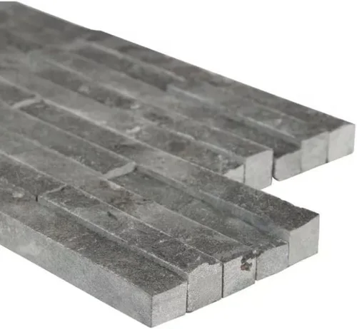 Vista 2 de Tenedos Mármol gris carbón de 6 pulgadas x 24 pulgadas, panel de pared apilado de piedra natural, acabado de cara dividida para salpicaduras