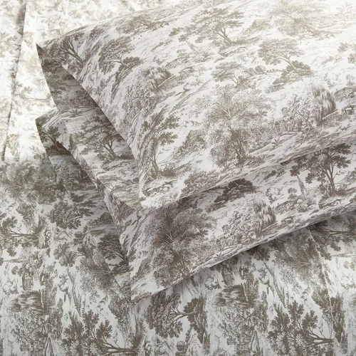 Vista 3 de Martha Stewart - Juego de sábanas tamaño individual con sábana bajera y funda de almohada, ropa de cama de percal de algodón con una sensación