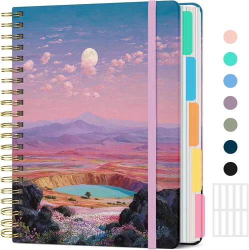 Vista 11 de Taja Cuadernos de espiral para trabajo de 5 materias con divisores K - Vórtice rosa