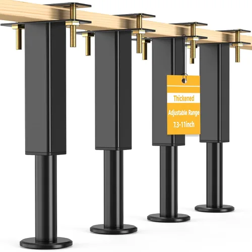 Vista 10 de 4 patas de soporte de cama de altura ajustable, elevadores de cama de metal de 6.2 a 7.5 pulgadas