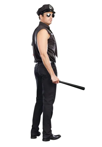 Vista 2 de Disfraz de policía sexy para hombre talla extra Multicolor