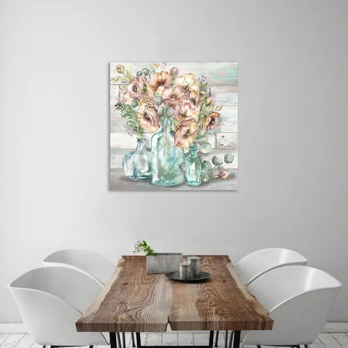 Vista 2 de Jaxson Rea Tre Sorelle Studios, lienzo envuelto en galería con amapolas en botellas vintage, 12.0 x 12.0 in