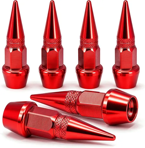 Vista 10 de 4 piezas de tapas de válvula de neumático con estilo púas, cubiertas de válvula de neumático universales de aleación de aluminio a prueba de polvo