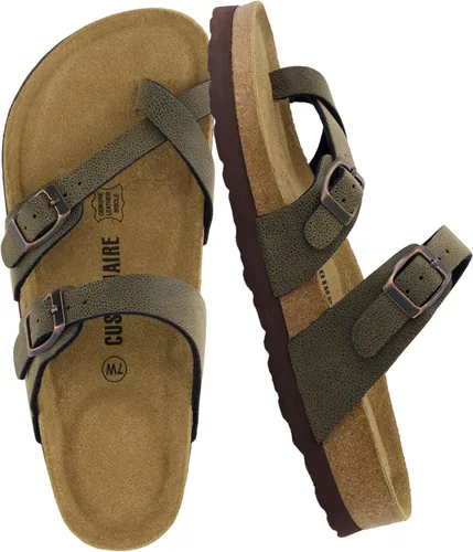 Vista 13 de CUSHIONAIRE Luna - Sandalias con plantilla de corcho para mujer con correas Negro