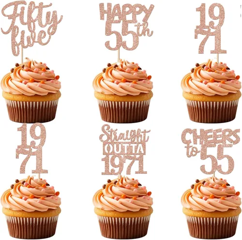 Vista 129 de 30 piezas negras para cupcakes de 10.º cumpleaños con purpurina Ten Happy 10 Straight Outta 2016 para saludos a 10 años 10 cumpleaños, boda Negro