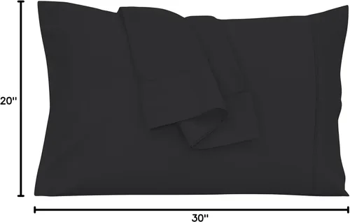 Vista 10 de Royale Linens Juego de 2 fundas de almohada Queen – Fundas de almohada de cama – 20 x 30 pulgadas – Fundas de almohada negras – 1800 microfibra