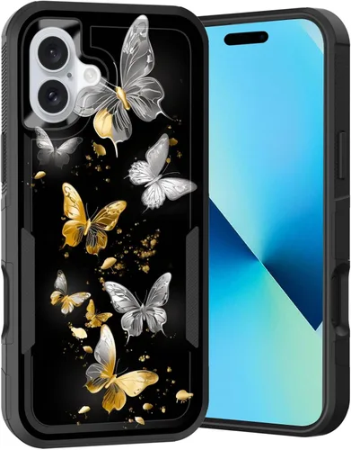 Vista 270 de Funda para iPhone Air, doble capa híbrida resistente resistente a prueba de golpes de policarbonato duro + funda protectora de silicona suave