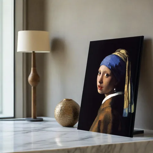 Vista 2 de YRYWAWA Jan Vermeer - Pendiente de pared con diseño de niña con perlas, pinturas al óleo famosas, pinturas clásicas para cocina, dormitorio, hogar